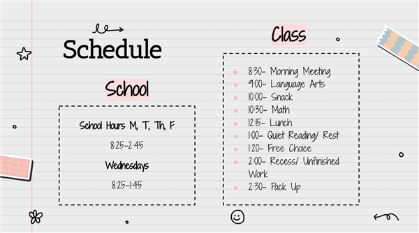 Photo of our class schedule. 